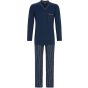 Warme blauwe heren pyjama  strepen interlock