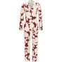 Bordeauxrood doorknoop pyjama witte rozen