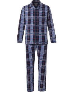 Blauw geruite doorknoop pyjama
