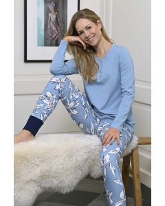 Rookblauwe pyjama bladeren Ringella