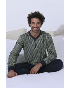 Groene Ringella heren pyjama patroon