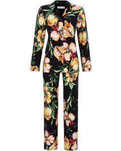 Zwarte bloemen doorknooppyjama Ringella