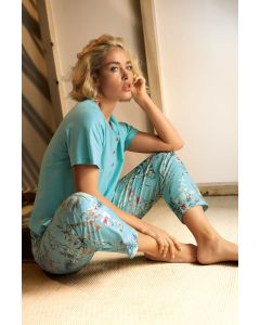 Blauwe pyjama bloemen van Ascafa